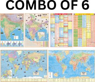 (COMBO OF 6 & WORLD MAPS) & (Both Political & Physical) Constitution of India Chart & History of Chart | Set Of 6 | Map Size (40inch * 28inch & 23inch*36inch) | Paper Print | Best Useful for UPSC, SSC, IES and other competitive Exams. Paper Print