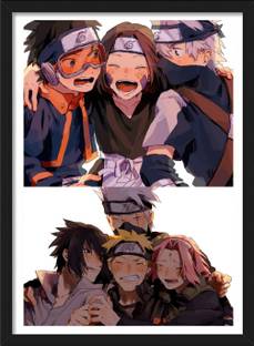 Team 7 I Naruto Framed Poster with Matt Finish Black Frame Paper Print
