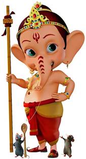 Decorative bal ganesha with two mushak raj Paper Print
