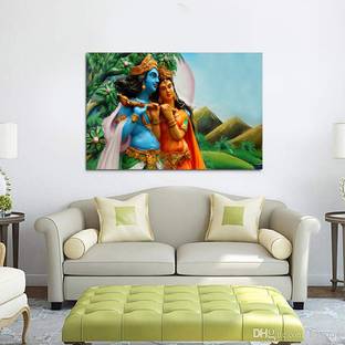 Vinyl Painting Shri Krishna & Radha Ji Scenery poster wallpaper size 24 inch X 36 inch 3D Poster