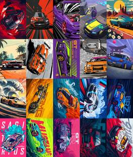 Set of 20 super car wall poster | 300 GSM Hard Poster | Size : 11.9x8.3 inch Paper Print (11.9 inch X 8.3 inch) Photographic Paper