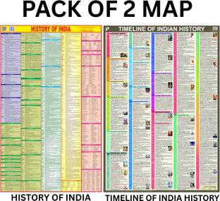 History of India & Timeline of Indian History Map (100x70 cm) | Colourful, Underlined, Proper Borders | 90 GSM Paper | SSC, UPSC, Delhi Police & Other Exam Useful Political & Physical Maps Paper Print