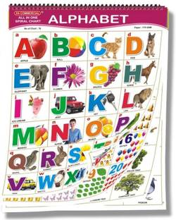 English Chart For Kids (16 Charts ) 37 x 48 cm - Children Spiral Wall Picture Chart - Multicolour Wall Chart Paper Print