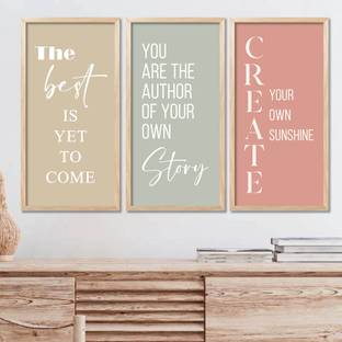 Motivational Quotes Framed Poster for room and office Decoration | quotes Wall Frames for Home and Office | wall Poster With Frame | inspirational quotes frames Wall Decoration - Set of 3 PaintingQS59 Fine Art Print