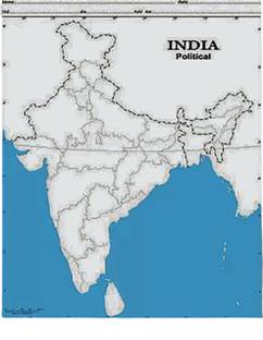 Practice map of India political |Pack of 100 Maps | Small Size | Outline Maps Paper Print