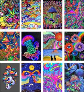 12 set Trippy Room Decor, Indie Room Decor, Hippie Room Decor, Indie Hippie Trippy Posters, Teen Wall Bedroom Dorm Aesthetic Poster, Photo Wall Collage Kit Pictures Fine Art Print