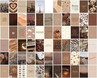 Peel-N-Stick Photo Wall Collage Kit 65 PCS Brown Digital Room Decor Photo Collection Small A6 Posters Stickers for Room and Wall Decoration Fine Art Print