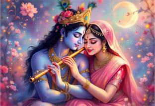 religious painting| radha krishna photo | radha krishna painting| 1 radha krishna painting in a pack |poster for wall |paper print (12*18 inch| corrugated tube) Paper Print