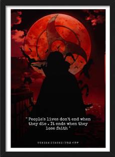 Itachi Uchiha Quote | Infinite Tsukuyomi | Naruto Framed Poster with Matt Finish Black Frame Paper Print