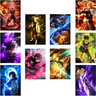 Anime posters | Pack of 10 posters | A4 Size | Best Quality Unframed Poster | 350 GSM Paper | Fine Art Print