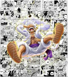 Set of 12 Manga Style A3 Panels for Wall Art (119 cm X 105 cm) Hd Quality - Illustration for Anime Fans - Multicolor(Luffy Gear 5 Manga Panel) Paper Print
