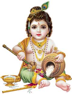 Indian Culture Homes Digital Baby Krishna Wall Poster for Pregnant Women Bal Roop Kanha Kanhaiya Photographic Paper