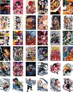 Demon Slayer Poster - Demon Slayer Manga Set of 36 4x6 Inch Posters with Peel and Stick Tape - Demon Slayer Merch - Anime Wall Collage Kit Photographic Paper