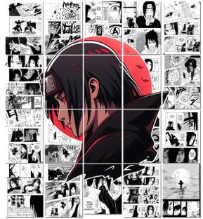 Itachi Manga Collage Poster Set - Set of 20, 210 mm x 297 mm, Premium-Quality Posters, 300 GSM Paper, Naruto Posters, Itachi Uchiha Poster (Itachi Manga 1) Paper Print
