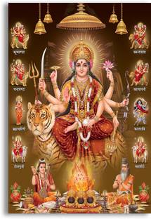 Maa Durga Navratri Mata Rani Nine Roop Poster HD God Poster For Room Decor Religious Poster Fine Art Print