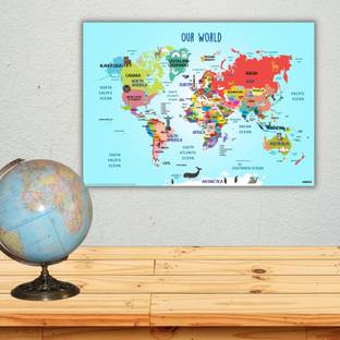 world map to use with globe for better learning Paper Print