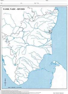 Tamil Nadu Rivers Outline Maps (100 Nos) | A4 Size - Multipurpose map For School/College Assignments/Projects/ Practical Paper Print