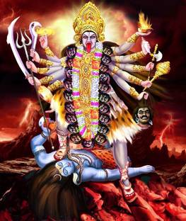 Poster Angry Kali Maa Photo sl096 (Plastic Large Wall Poster, 36x24 Inches, Multicolor) Fine Art Print