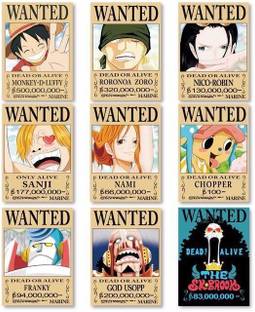 Pack Of 9 Wanted One Piece Posters Luffy Gear 5 3 Billion Poster, Straw Hat Crew, Gold Roger etc Paper Print