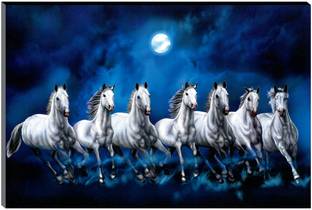 saf 45.72 cm 7 Running horses Vastu UV textured self adeshive modern art MDF painting sticker Self Adhesive Sticker