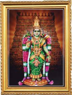 Madurai Meenakshi Amman I Meenakshi I Wall Frame Gold A4 Fine Art Print