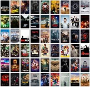Aesthetic 54 Pcs Best Web Series and TV Shows Poster | Hollywood Bollywood Tv Shows Collage Kit | Wall Art For Room, Office Paper Print