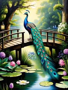 Peacock With Feathers Sticker Poster for Wall Vastu Paper Print