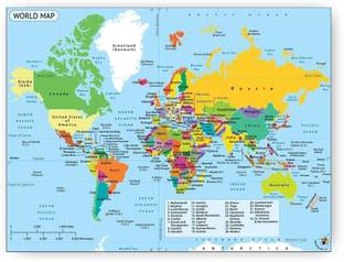 WORLD MAP POSTER - Kids learning Charts / Posters for Kids Learning Paper Print