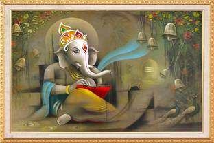 Genesh Scenery poster for god room worship room Size 24x36 inch 3D Poster