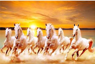 Seven Horses Poster Big size Sparkle Coated Self Adhesive Fine Art Print