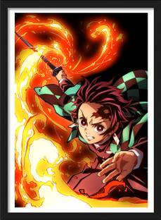 Tanjiro Kamado | Fire Breathing | Demon Slayer Framed Poster | Anime Framed Posters Paper Print
