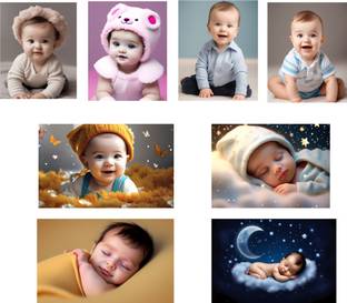 Baby Wallpaper For Pregnant Women - Baby Pictures For Pregnant Women - Baby Poster For Pregnant Women - Pregnant Women Gift Items - Mom To Be Gifts For Pregnant Women - Baby Photos For Wall - Set of 8 Photographic Paper