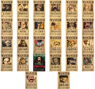 One piece wanted posters set - One piece merch - one piece bounty posters Set of 26 A4 Size - Luffy wanted poster - One piece anime straw hat crew wanted posters set - One piece stickers Paper Print