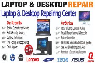 Poster Laptop & Desktop Repair For Shop sl-9874 (Large Poster, 36x24 Inch, Banner Media Print, Multicolor) Fine Art Print