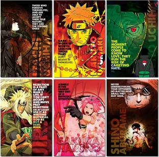 Naruto Manga (Series) Characters Motivational and Inspirational Quotes Posters, (Pack of 06, 18X12 Each Poster Size) (Paper, Large (A3) Paper Print
