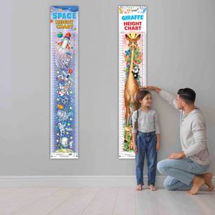 GIRAFFE HEIGHT CHART and SPACE HEIGHT CHART | Combo of 2 chart |"Reach for the Stars and Measure Up with Giraffes: Height chart for Kids. Paper Print