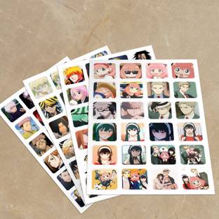 Anime Cute Small Round Corner Stickers ( Set of 4 Sheets ) Paper Print