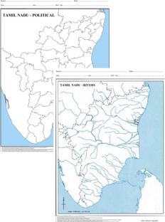 Tamil Nadu Political, Tamil Nadu Rivers Outline Maps (Each - 100 Nos) | A4 Size (200 Maps) | Multipurpose map For School/College Assignments/Projects/ Practical Paper Print
