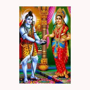 Maa Mata Annapurna Devi Vinyl Poster with Sparkle Coated Lami. Fine Art Print