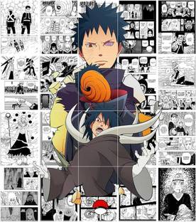Set of 12 Manga Style A3 Panels for Wall Art (119 cm X 105 cm) Hd Quality - Illustration for Anime Fans - Multicolor (Obito Tobi Manga Panel) Paper Print