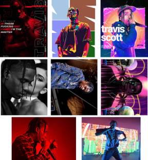 Travis Scott Posters Set of 8 A4 Size - Music Posters - Music Album Cover Posters - Aesthetic room decor items - Music related gifts - Aesthetic Pinterest Finds - Music Wall Sticker - Music Wall Decor Photographic Paper