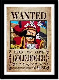 One Piece Wanted Gold Roger Poster Frame For Room & Office wall Paper Print