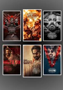 VIKRAM MOVIE POSTER FOR BEDROOM , LIVING ROOM WALL| PREMIUM QUALITY POSTER FOR ROOM DECORATION(SET OF 6) Paper Print