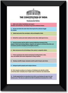 The Constitution of India I Fundamental Duties of India I Preamble Wall Frame A4 Fine Art Print