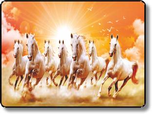saf AF 7 Horses Framed Digital Reprint 11 inch x 14 inch Painting