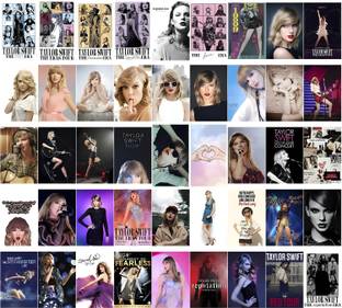 Taylor Swift Posters Aesthetic - 45 Small Taylor Swift Poster Set - Taylor Swift Sticker Pack - Midnight Lover, Folklore, Reputation Photocard - Music Photocard Collage Of Taylor Swift Merch Paper Print