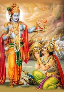 Poster Mahabharata Krishna & Arjun Photo Beautiful sl12058 (Wall Poster, 13x19 Inches, Multicolor) Fine Art Print