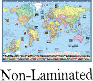 WORLD MAP POSTER (100x70 cm) 40''x28" inch Paper Print