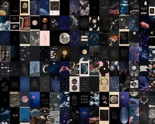 MoonLight Space Collage Kit – 50 Pcs Cute Dorm Photo Wall Decor, Bedroom Décor for Teens, Posters for Room Aesthetic – Adhesive on Back Side, Size 4x6 Inches, Glossy Finish (Space Theme) Photographic Paper