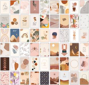 Pack of 54 Boho Aesthetic Wall Collage Kit Posters | Posters for Wall Decoration | Wall Art For Bedroom, Office, Living room, Dorm room Photographic Paper